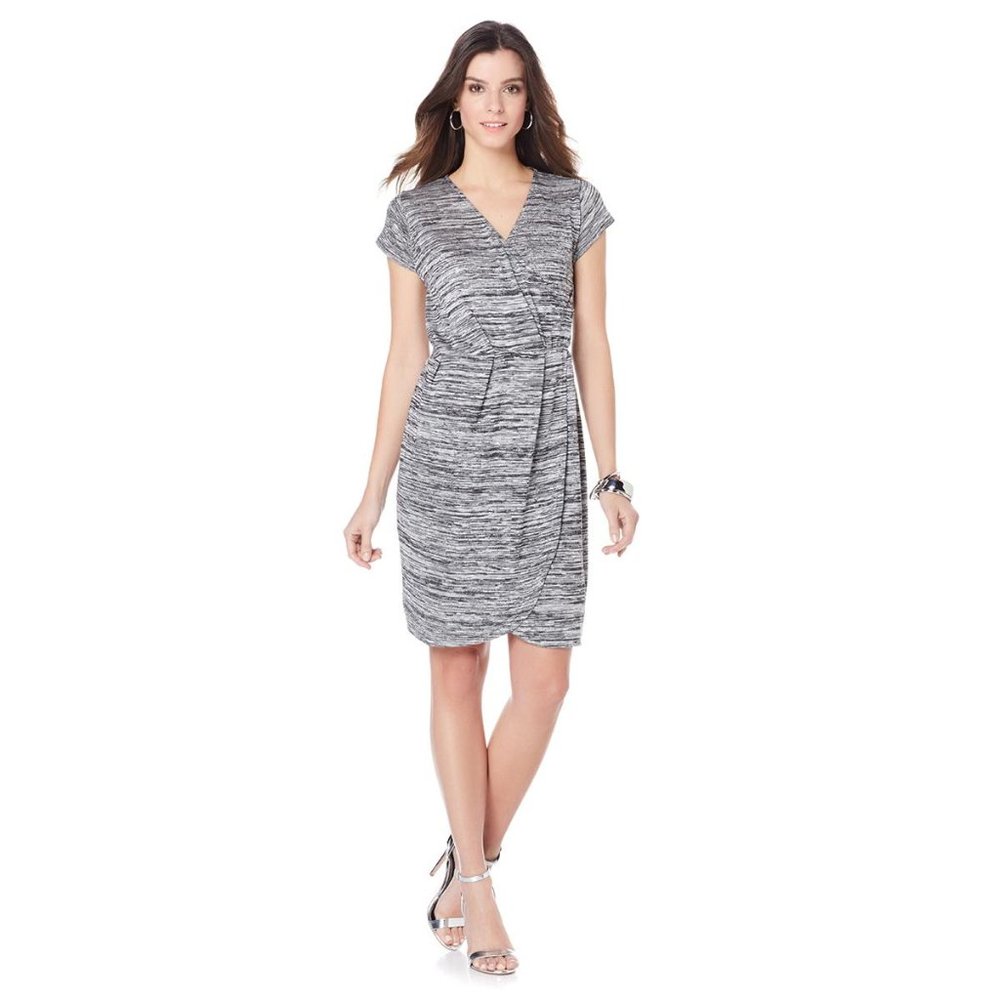 Wendy Williams Pleated Wrap Dress (XS, Gray)